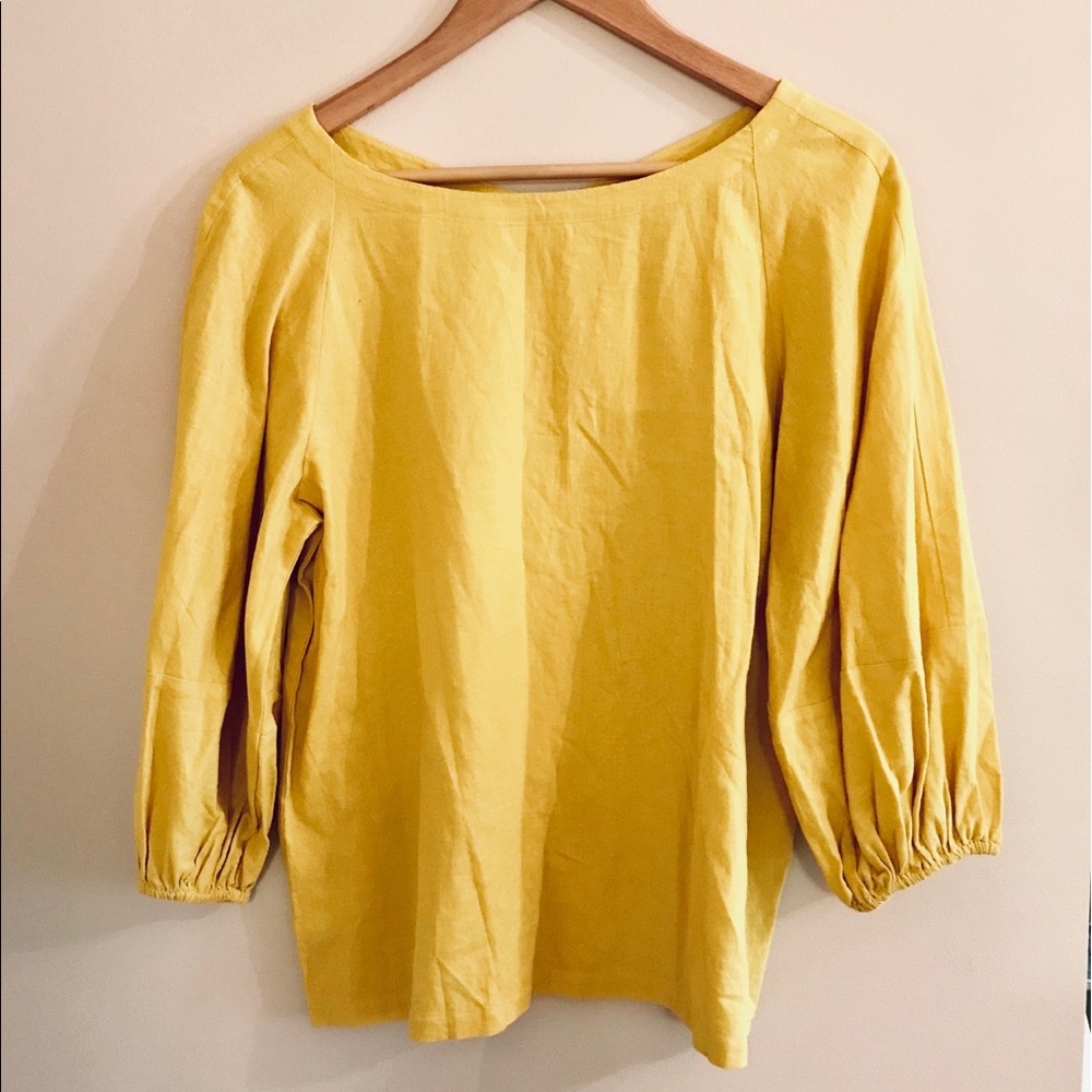 NWOT Loft Linen Blend Yellow Blouse